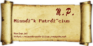 Missák Patrícius névjegykártya